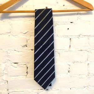 Giorgio Armani silk necktie navy dot and stripe